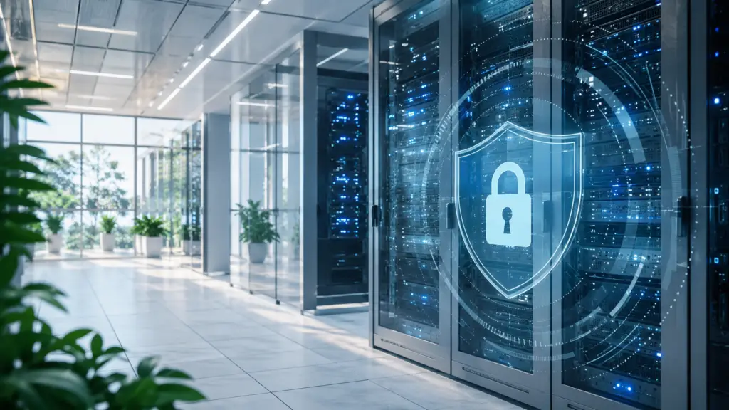Moderne Serverinfrastruktur mit Cyber-Security-Schutz
